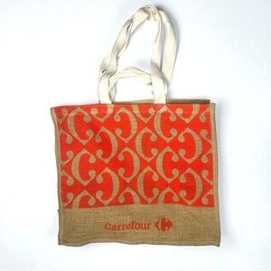 CARREFOUR Eco Friendly Reusable Jute Sustainable Tote Shoulder Hang Bag